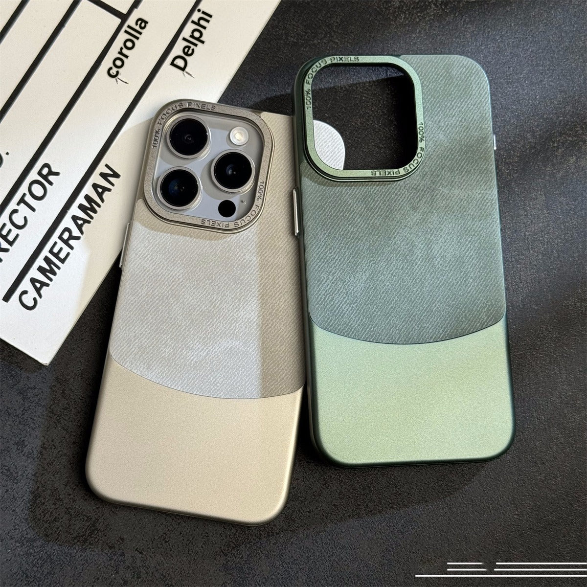 Flannel Color Blocking Phone Case, Metal Lens Drop Proof Cover
