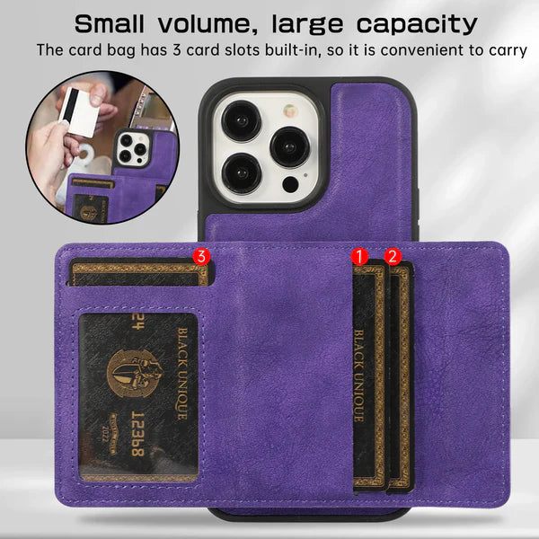 2-in-1 Retro Leather Wallet Magnetic Holder Case