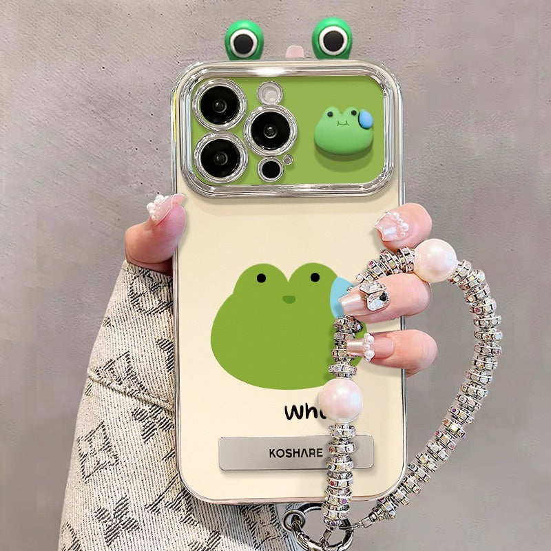 Apple phone case, frog doll bracelet stand