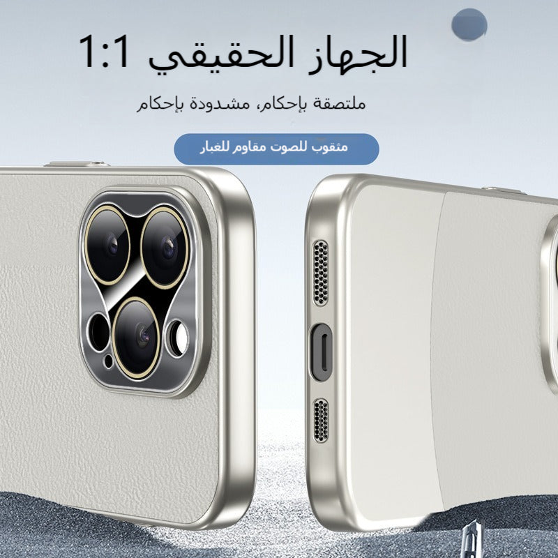 حافظة هاتف iPhone12/13/14/15 من الجلد العادي، مناسبة لأجهزة Apple، مقسمة بلونين، حزمة كاملة مع فيلم عدسة