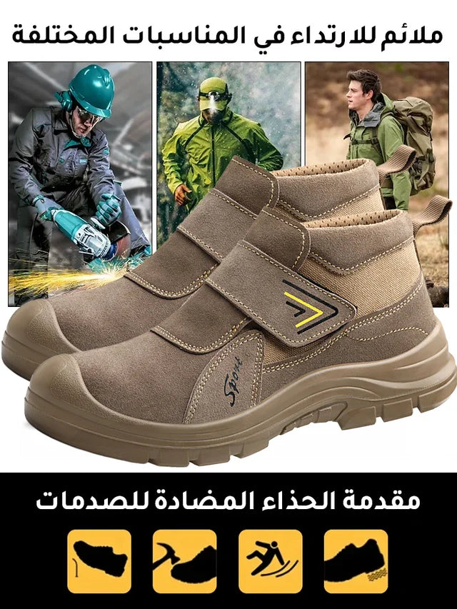 Solid bottom, anti-smash, anti-puncture, genuine leather wear-resistant safety shoes(3918)