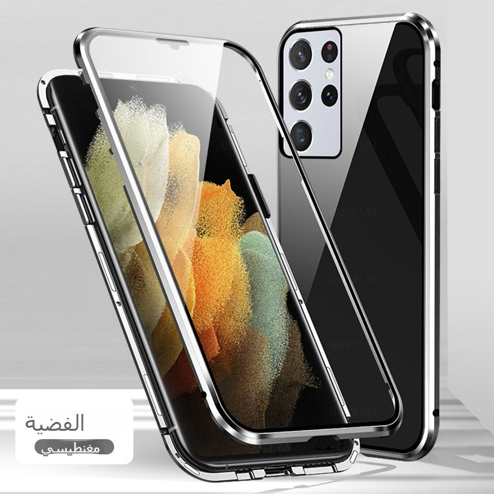 Samsung double-sided glass metal magnetic lens anti-fall mobile phone case