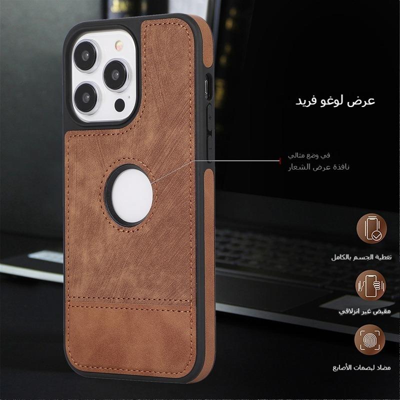 iPhone 12/13/14/15/16 phone case, stitching and hollowing, genuine leather, leather buttons3831