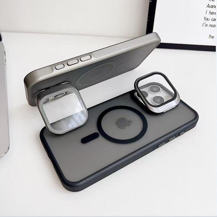 Suitable for Apple 15/14/13/12 Magnetic Bracket Phone Case, Anti Drop Metal Button Protective Case
