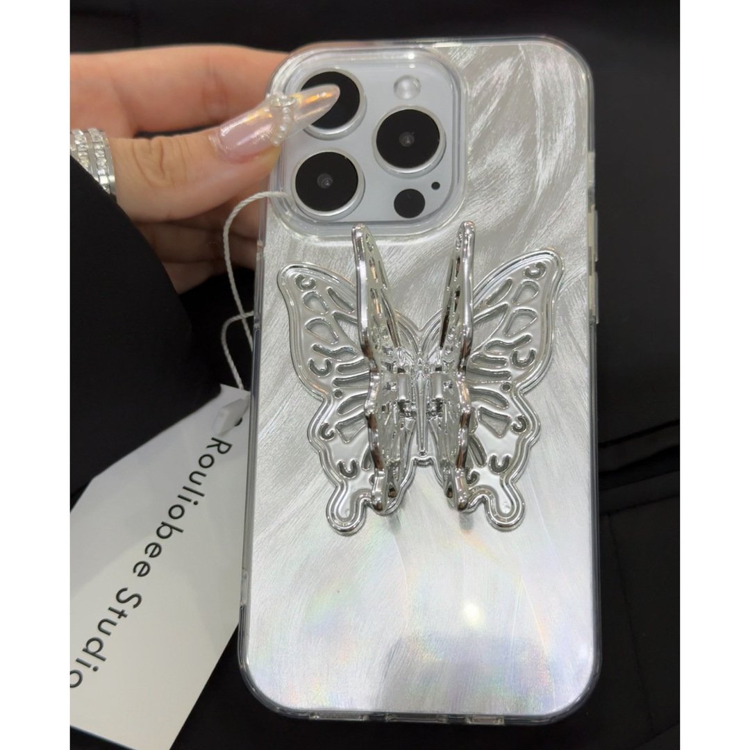 Silver butterfly Phone Case for Apple 15/14/13/12 Series