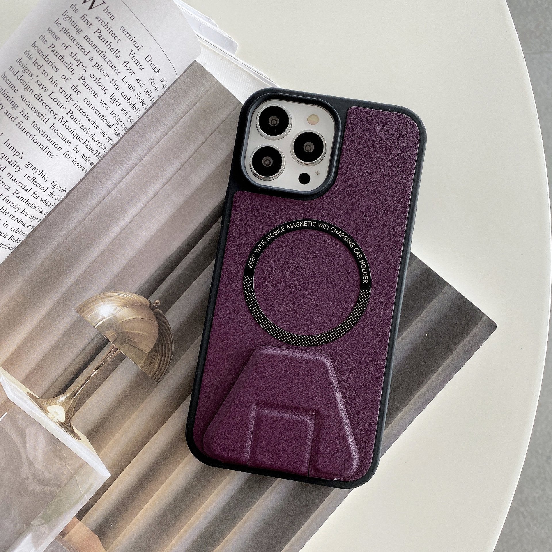 Apple Magnetic Suction Applicable Iphone 12 Phone Case Stand Solid Color Apple 14p Creative Protective Case
