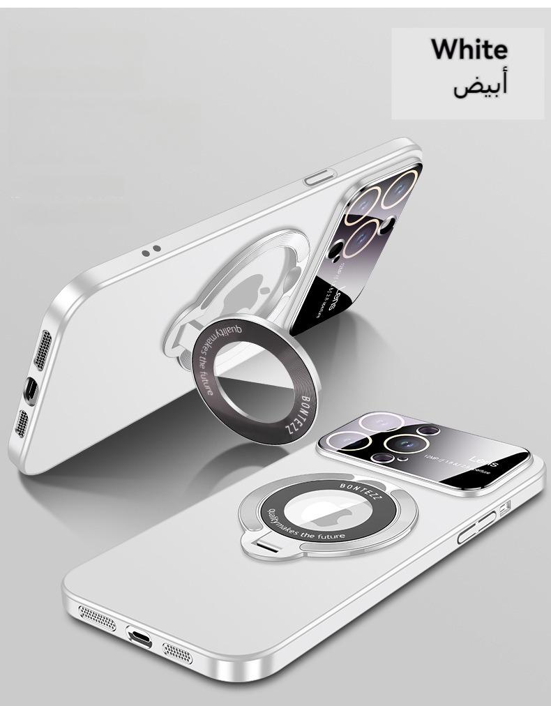 iPhone Case For 15/14/13/12 Series, New Metal Invisible Holder Matte Large Window Magnetic Suction