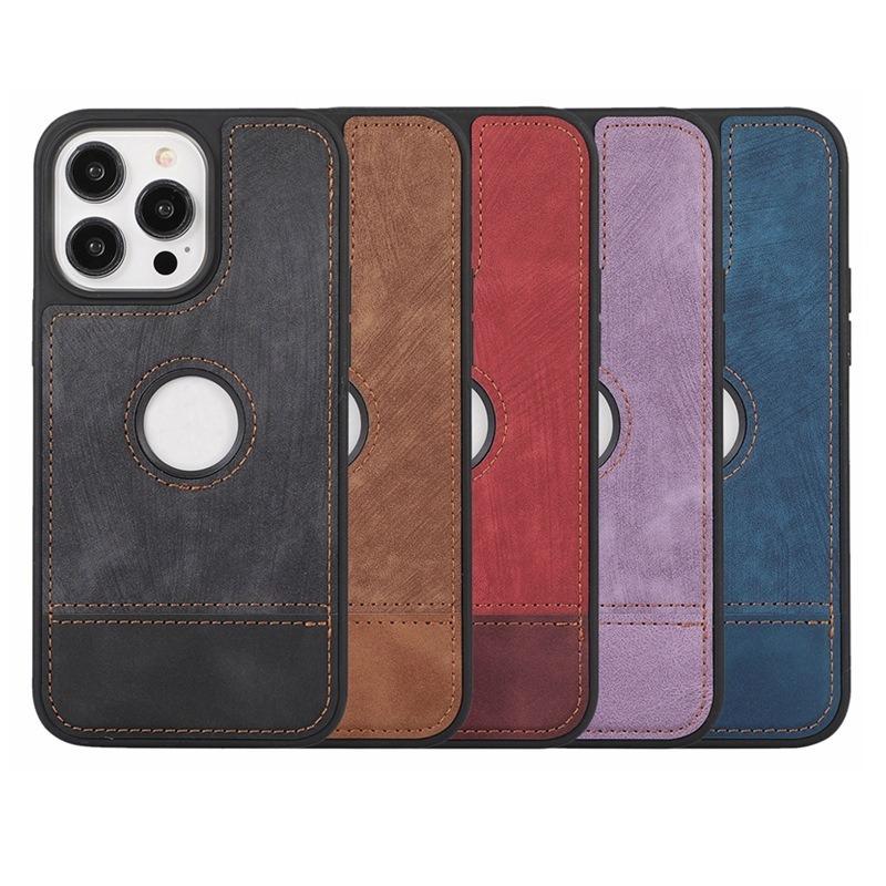 iPhone 12/13/14/15/16 phone case, stitching and hollowing, genuine leather, leather buttons3831