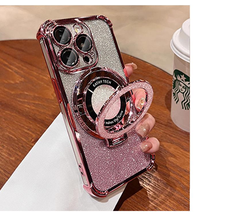 Suitable for Iphone 15/14/13/12, Electroplated Four Corner Airbag, Anti Drop Folding Iphone Case