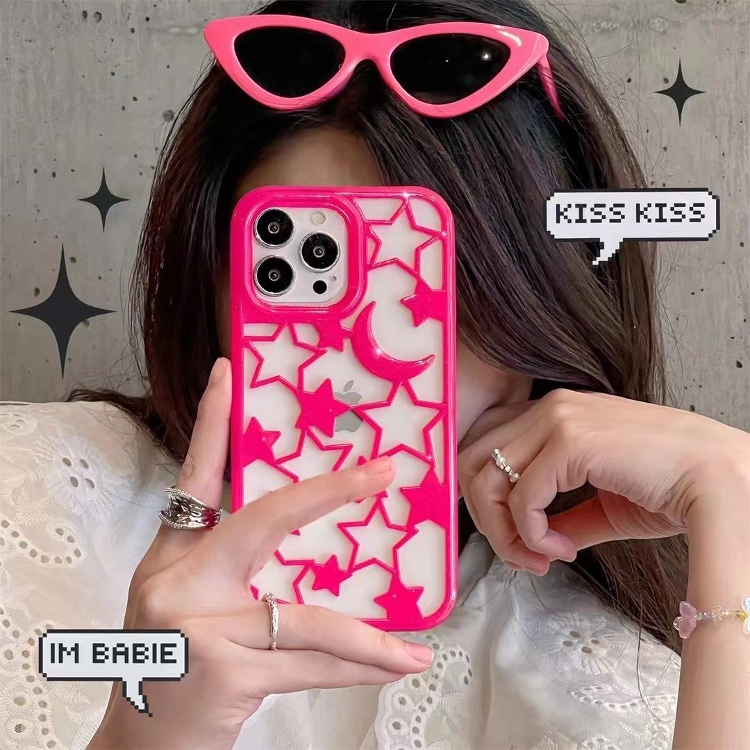 iPhone 13/14 Case,Hipster,Skeleton,Anti-slip,Solid Colour,Stars and Moon