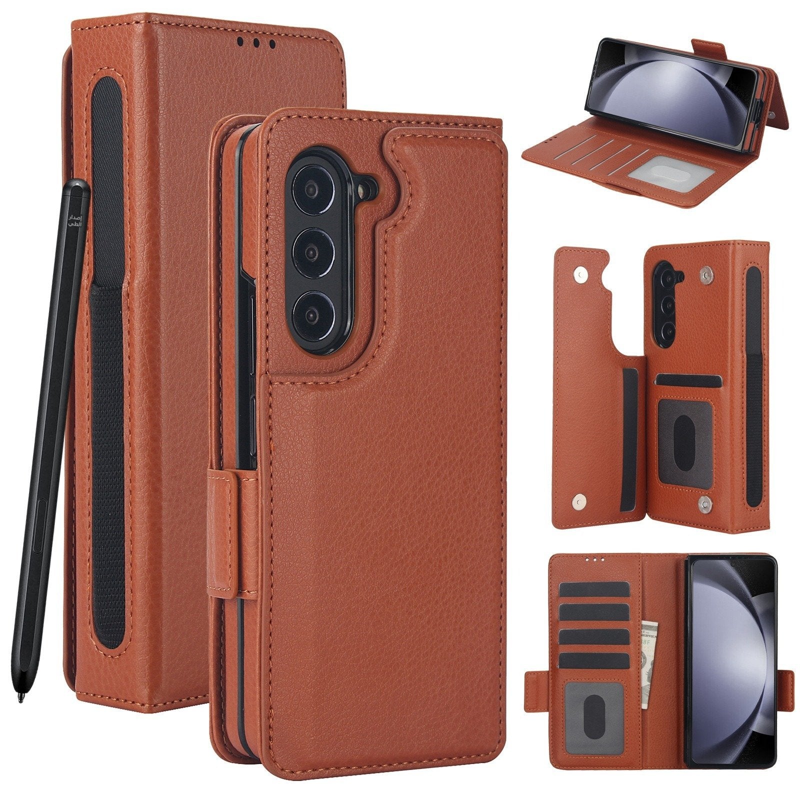 Samsung ZFOld5 Pen Slot Folding Business Phone Case Leather Case (cpc)