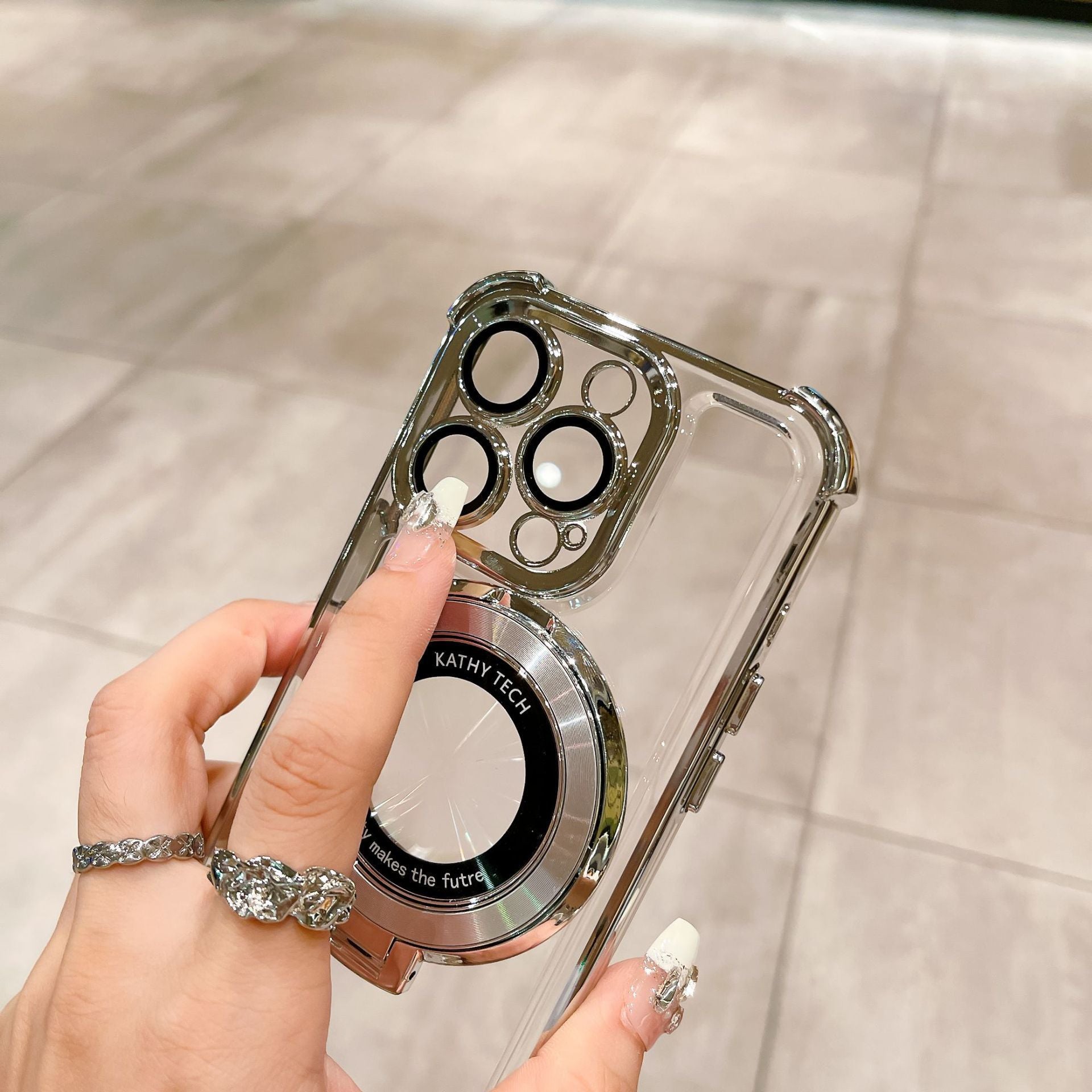 Apple Phone Case Transparent Anti Drop Four Corner Magnetic Suction Suitable for Iphone 15,14,13,12 Series