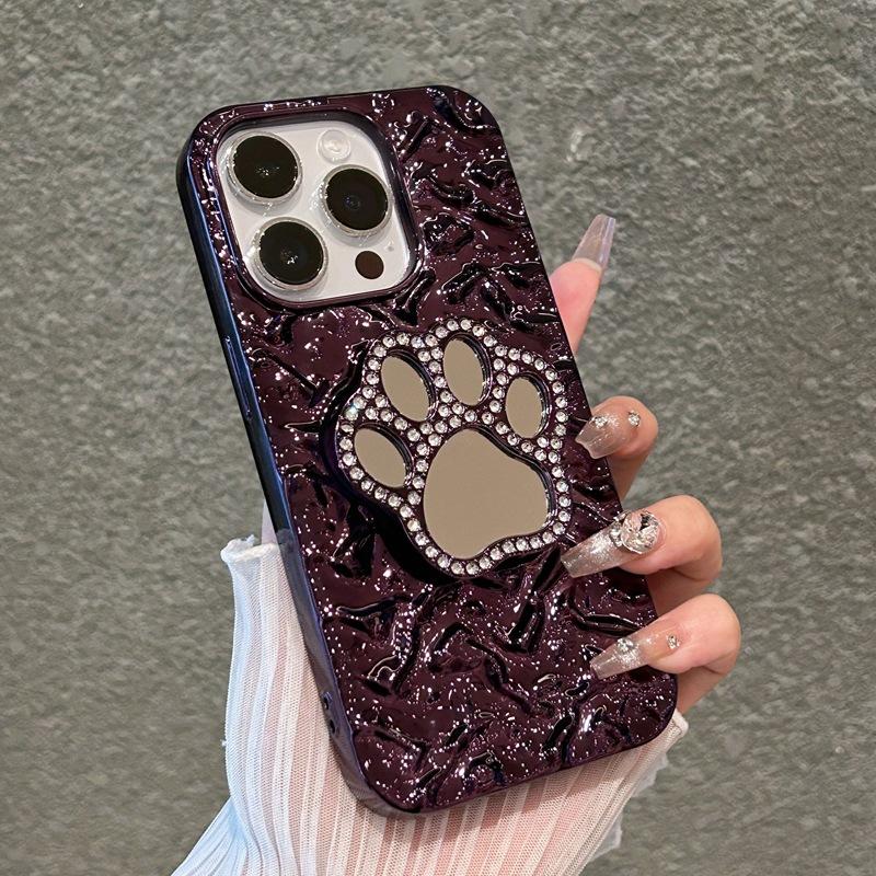 Private Model Cat Claw Diamond Mirror With Stand for Iphone 15/14/13/12 Series