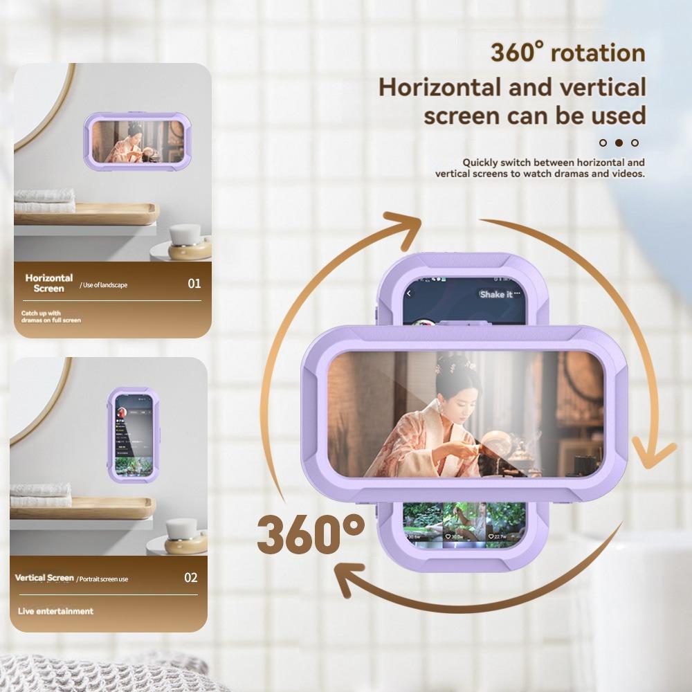 Waterproof mobile phone case for bathroom, 360 degree rotating, no punching, shower catching up with drama, kitchen wall anti-fog box