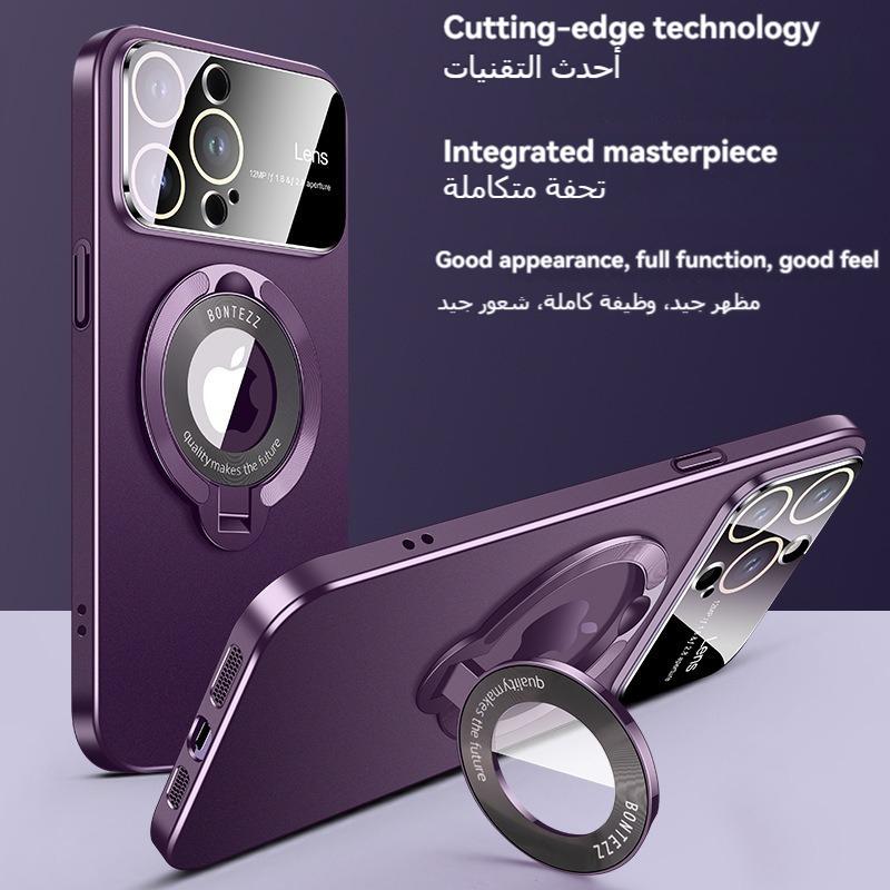 iPhone 12/13/14/15 Case  New Metal Invisible Holder Matte Large Window Magnetic Suction(03)