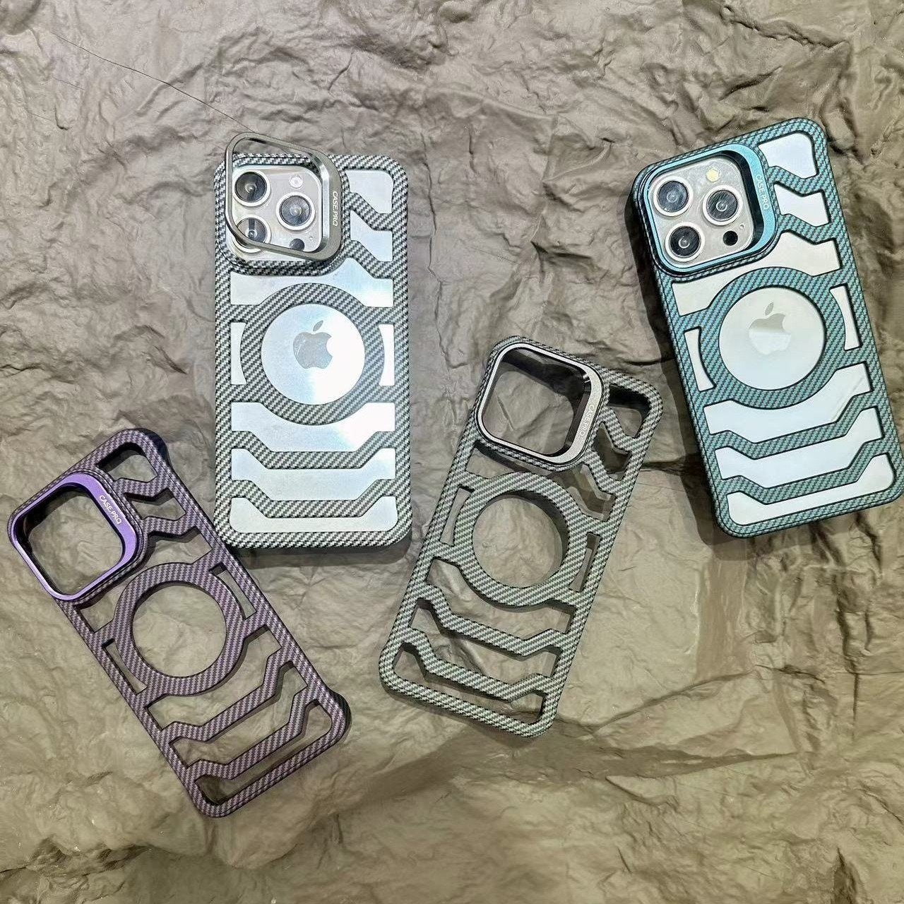 Phone Case Suitable for Iphone 16/15/14/13/12 Series Hollow Magnetic Belt Holder Mobile Phone Protective Cover