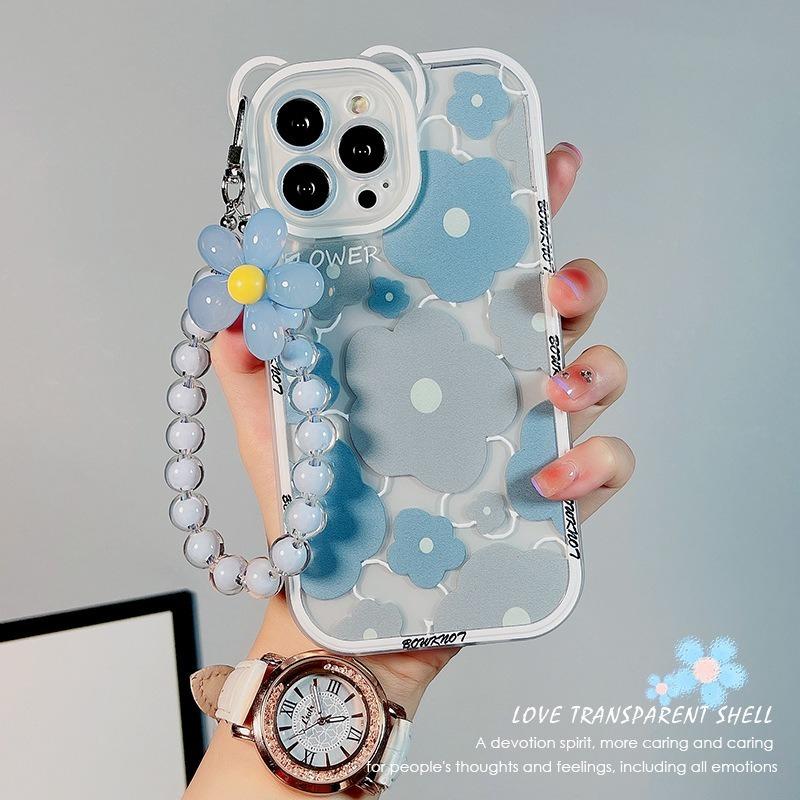 iPhone 12/13/14/15 phone case, blue frangipani, drop-proof, trendy(3926)