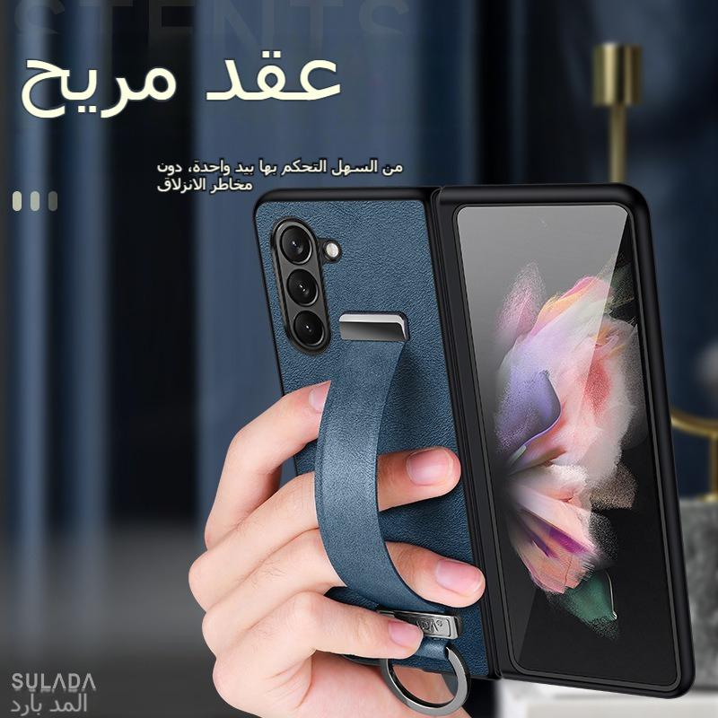 حافظة هاتف محمول مزودة بسوار معصم قابل للسحب وحامل شاشة قابل للطي لهاتف Samsung ZFold6