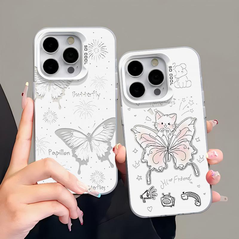 Butterfly Kitten Case for iPhone 15 New 14plus Frosted 13 Premium 12 Case