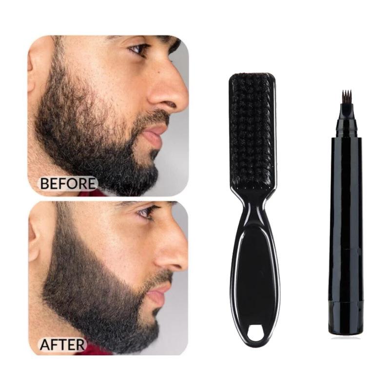 Four-pronged beard pen beard tracing pen beard brush set