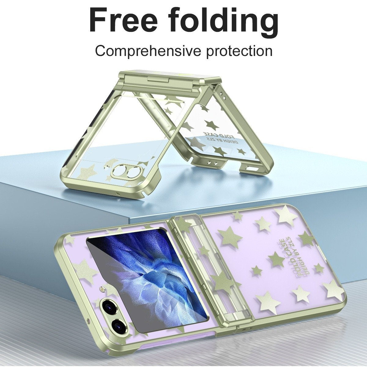 حافظة Samsung Flip 3/4/5 F، شاشة قابلة للطي، مطلية، شفافة، مسطحة، ملتفة بالكامل بمفصلات، حافظة مقاومة للسقوط