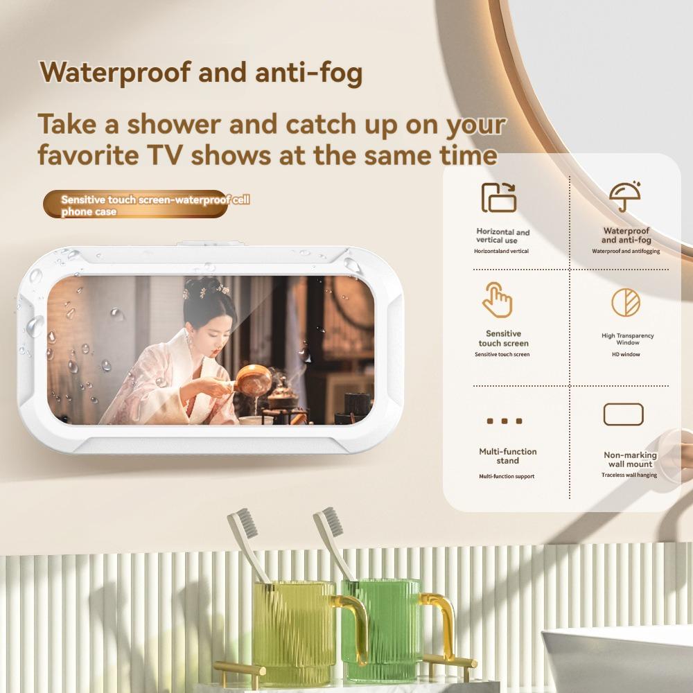 Waterproof mobile phone case for bathroom, 360 degree rotating, no punching, shower catching up with drama, kitchen wall anti-fog box