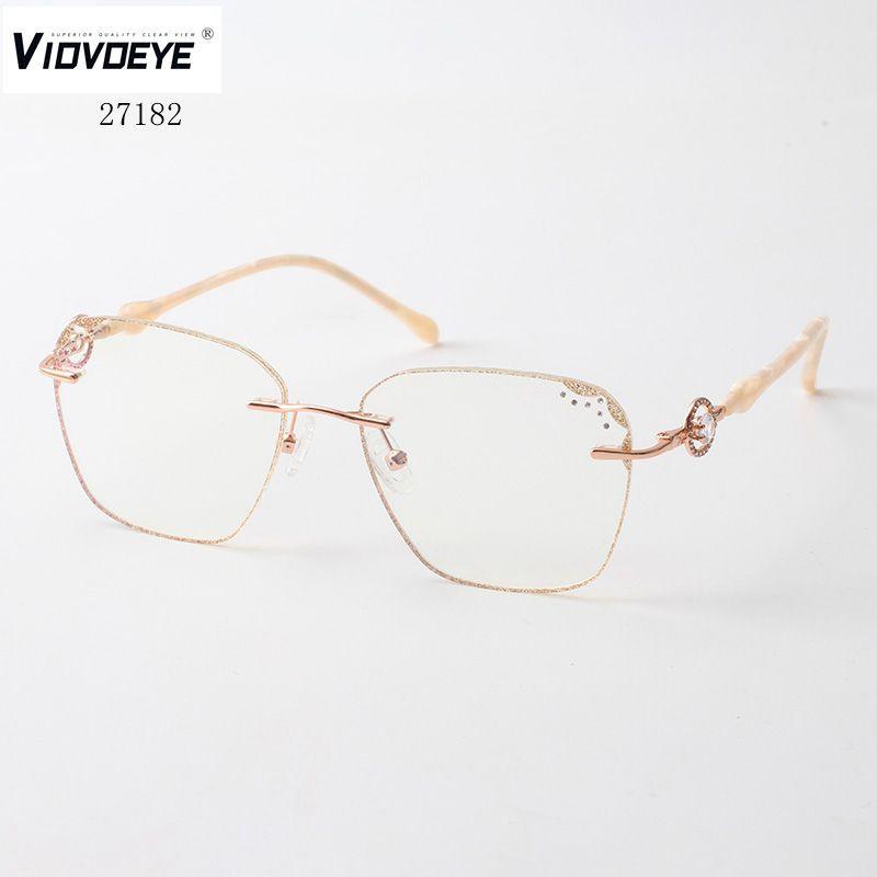 Frameless diamond-cut simple myopia plastic-wrapped color-wrapped color-rimmed blue-light-proof plain glasses