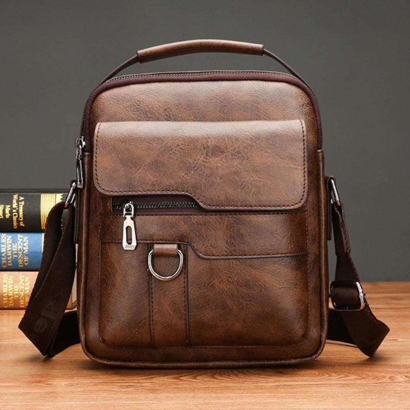 One-shoulder crossbody fashion men's soft business casual bag(HLJ)