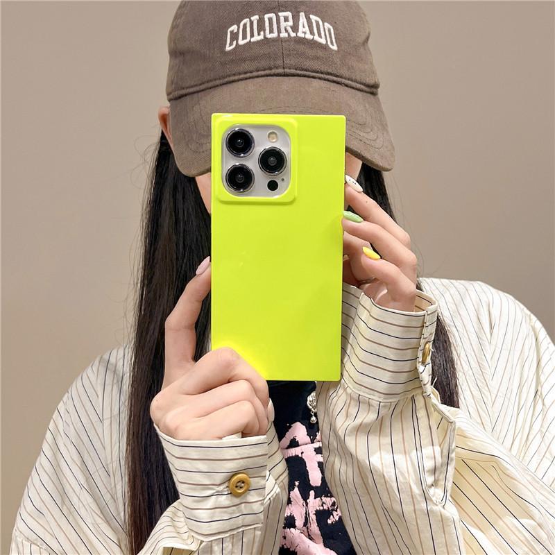 Square Fluorescent Phone Case for Iphone 14/13/13 Series Anti Drop and Simple Design