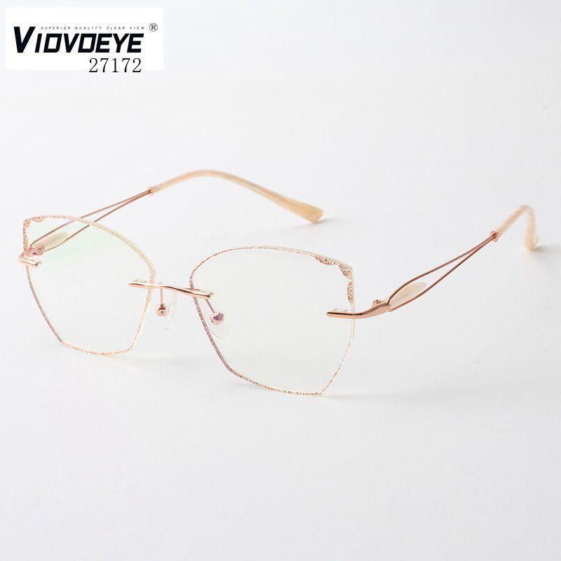 Frameless diamond-cut simple myopia plastic-wrapped color-wrapped color-rimmed blue-light-proof plain glasses