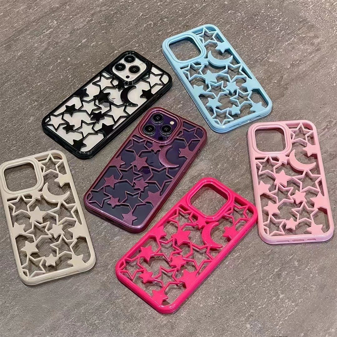 iPhone 13/14 Case,Hipster,Skeleton,Anti-slip,Solid Colour,Stars and Moon