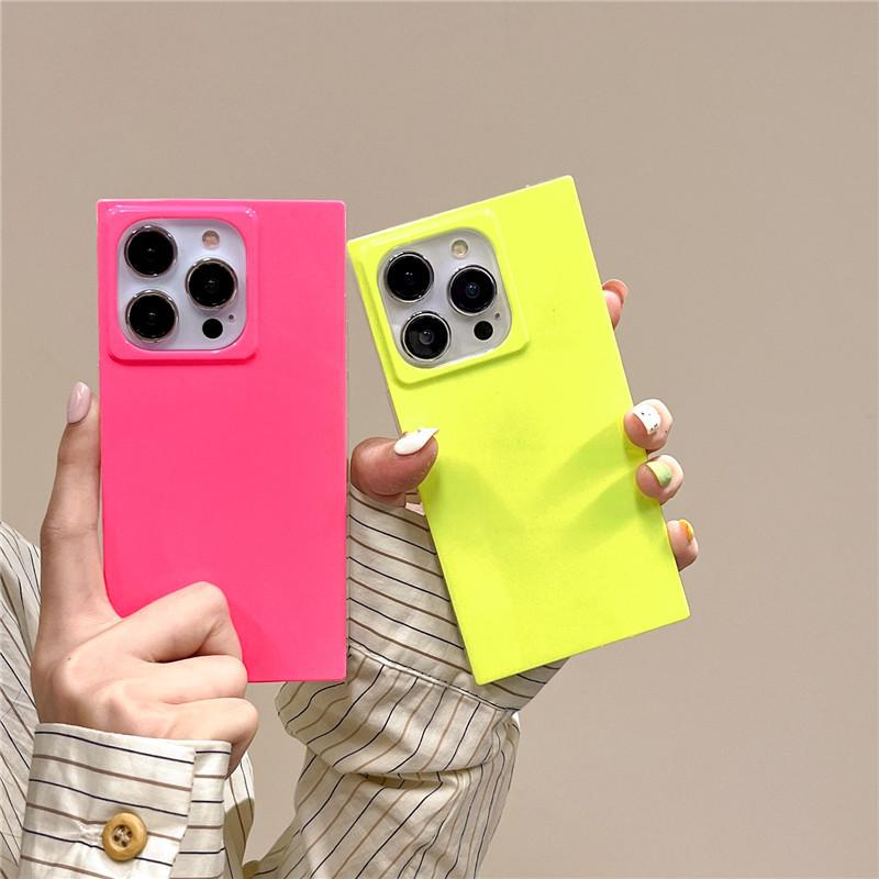 Square Fluorescent Phone Case for Iphone 14/13/13 Series Anti Drop and Simple Design