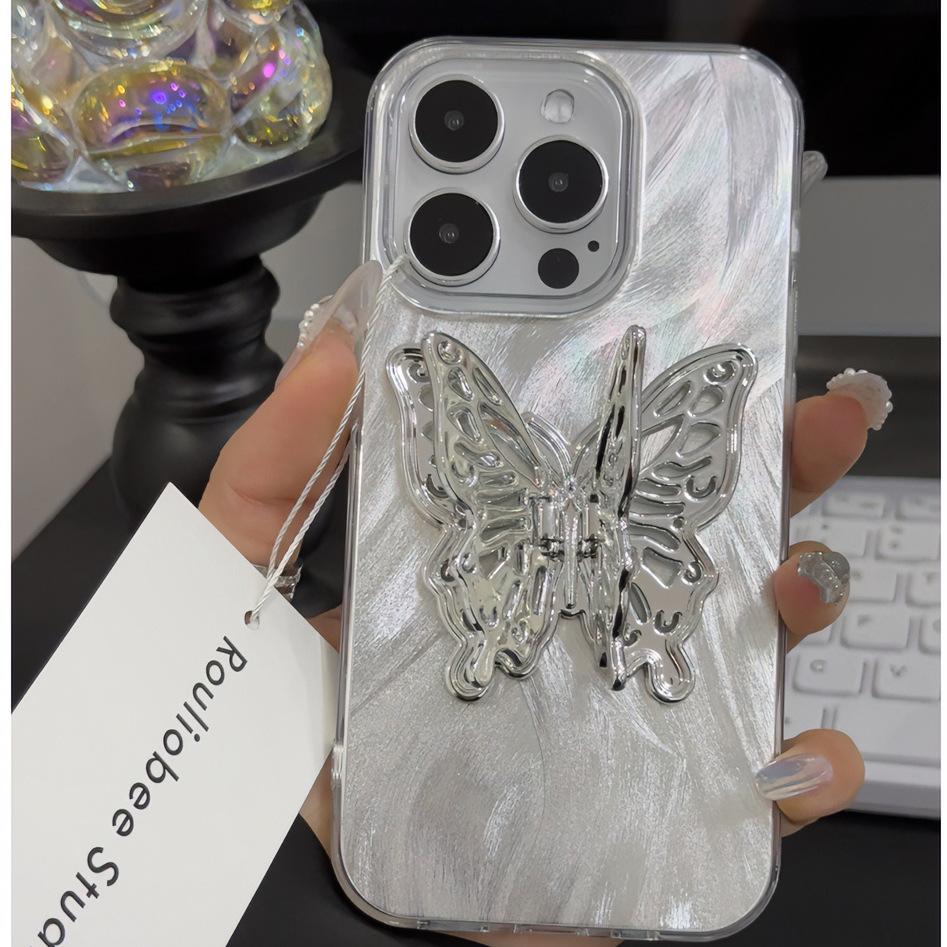 Silver butterfly Phone Case for Apple 15/14/13/12 Series